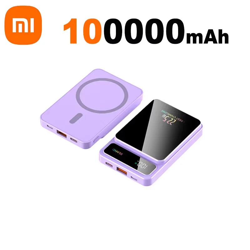 Xiaomi 100000mAh Power Bank Magnetic Wireless 22.5W Ultra Capacity Super Fast Charging Power Bank For Iphone16 Samsung Xiaomi