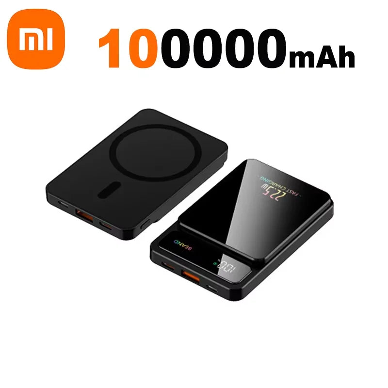 Xiaomi 100000mAh Power Bank Magnetic Wireless 22.5W Ultra Capacity Super Fast Charging Power Bank For Iphone16 Samsung Xiaomi